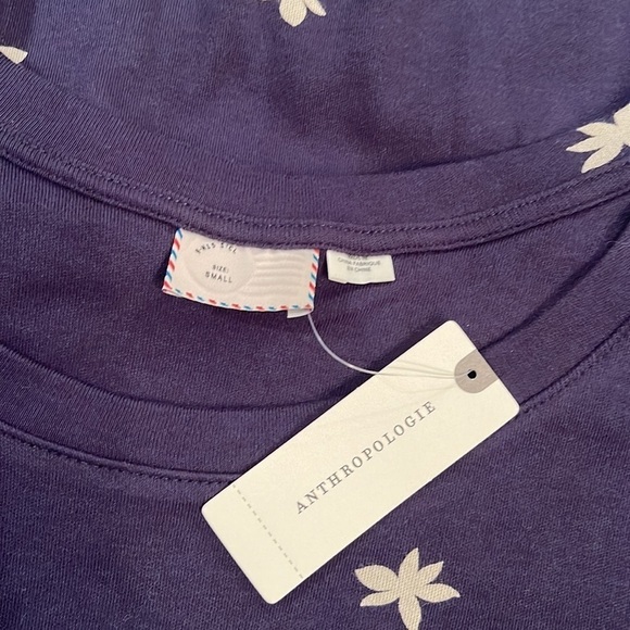 Anthropologie Postmark Navy Floral Short Sleeve Blouse S - Picture 4 of 5
